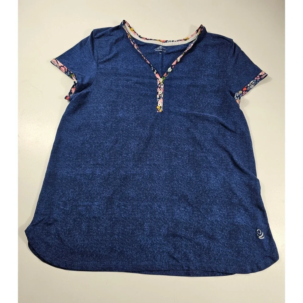 Cuddl Duds size large short sleeve SOFT Stretch top blue ^